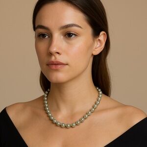 Faux Pearl Necklace 18” long White with goldtone clasp